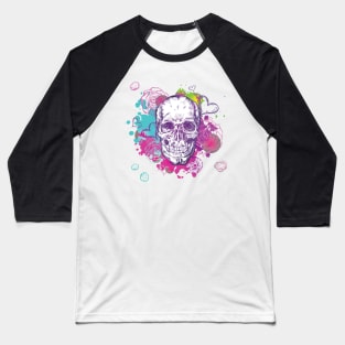 Colorful skull with flowers Baseball T-Shirt